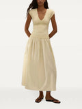 FAITHFULL THE BRAND Carmen Shirred V-Neck Dress