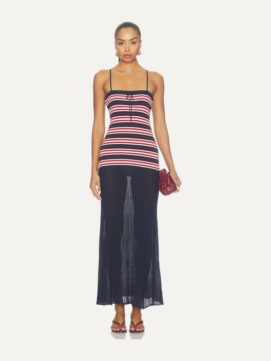 FAITHFULL THE BRAND Doris Maxi Dress in Cila Stripe Navy