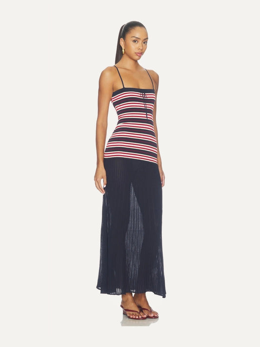 FAITHFULL THE BRAND Doris Maxi Dress in Cila Stripe Navy