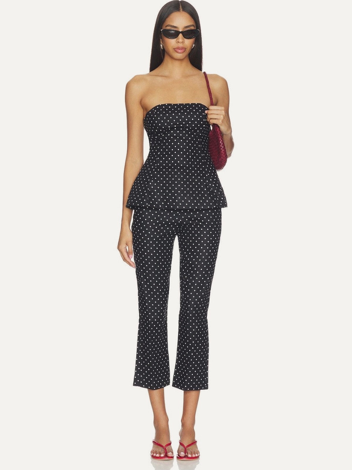 FAITHFULL THE BRAND Iria Capri Pant in Lola Polka Dot Black & Cream