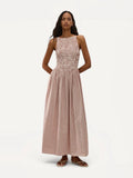FAITHFULL THE BRAND Laia Maxi Dress in Paloma Check Cinnamon White