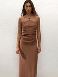 FAITHFULL THE BRAND Natalia Midi Dress in Cacao
