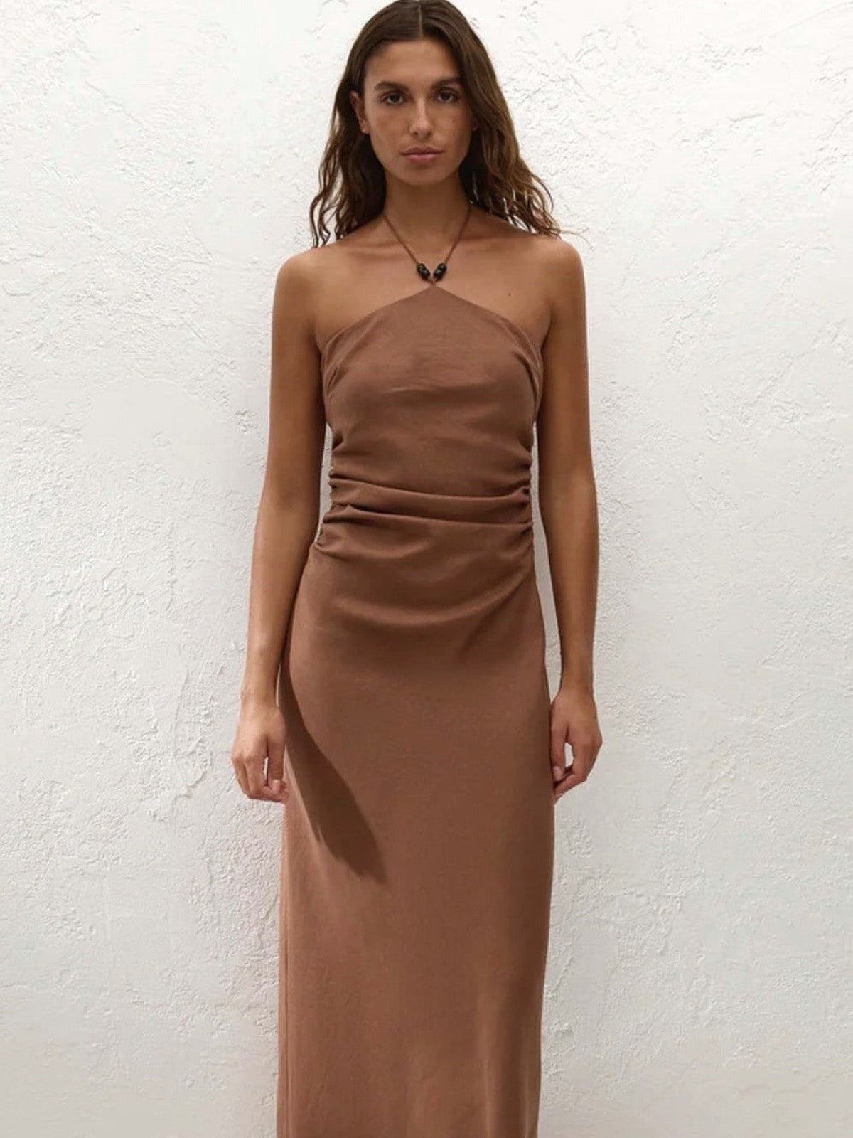 FAITHFULL THE BRAND Natalia Midi Dress in Cacao