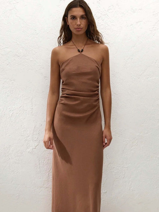 FAITHFULL THE BRAND Natalia Midi Dress in Cacao