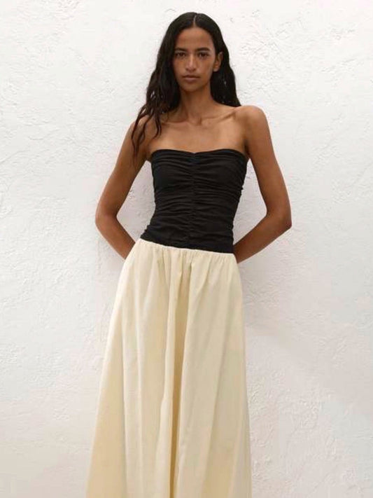 FAITHFULL THE BRAND Sant Roc Maxi Dress in Black & Cream