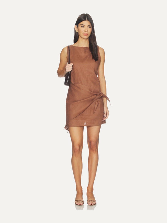 FAITHFULL THE BRAND Souline Mini Dress in Cacao