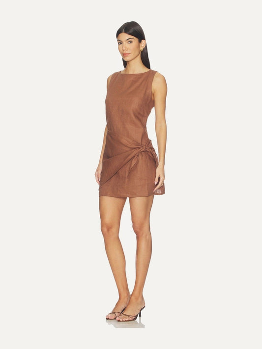FAITHFULL THE BRAND Souline Mini Dress in Cacao