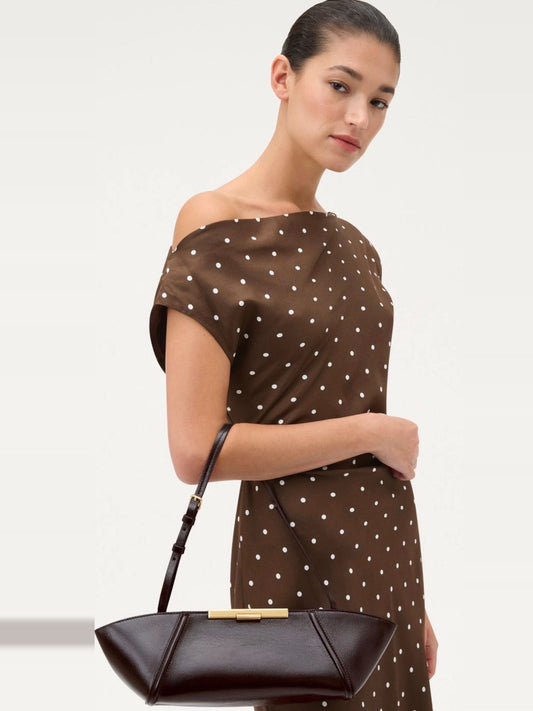 OROTON Miriam Crackle Clutch in Dark Chocolate