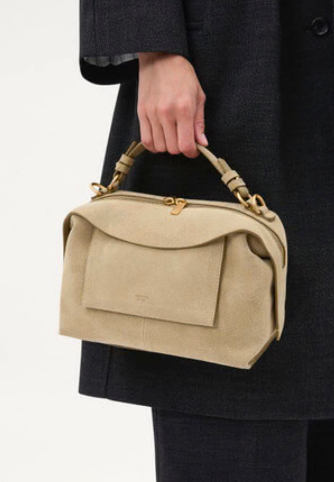 OROTON Mica Small Bowler in Suede Caper