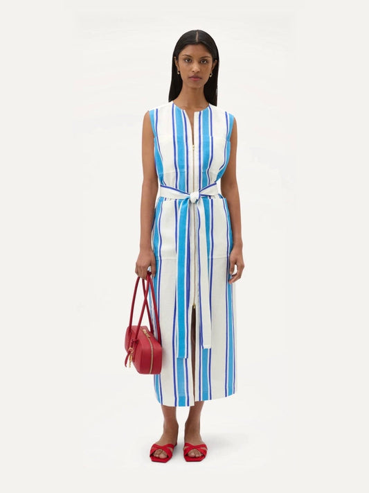 OROTON Shore Stripe Dress in Sea Blue