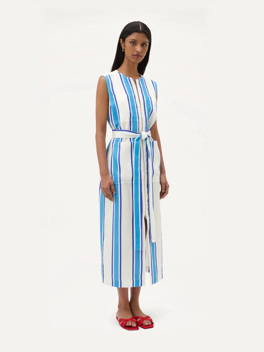 OROTON Shore Stripe Dress in Sea Blue