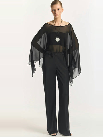 VIKTORIA & WOODS Silk Cape Top in Black