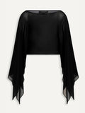 VIKTORIA & WOODS Silk Cape Top in Black
