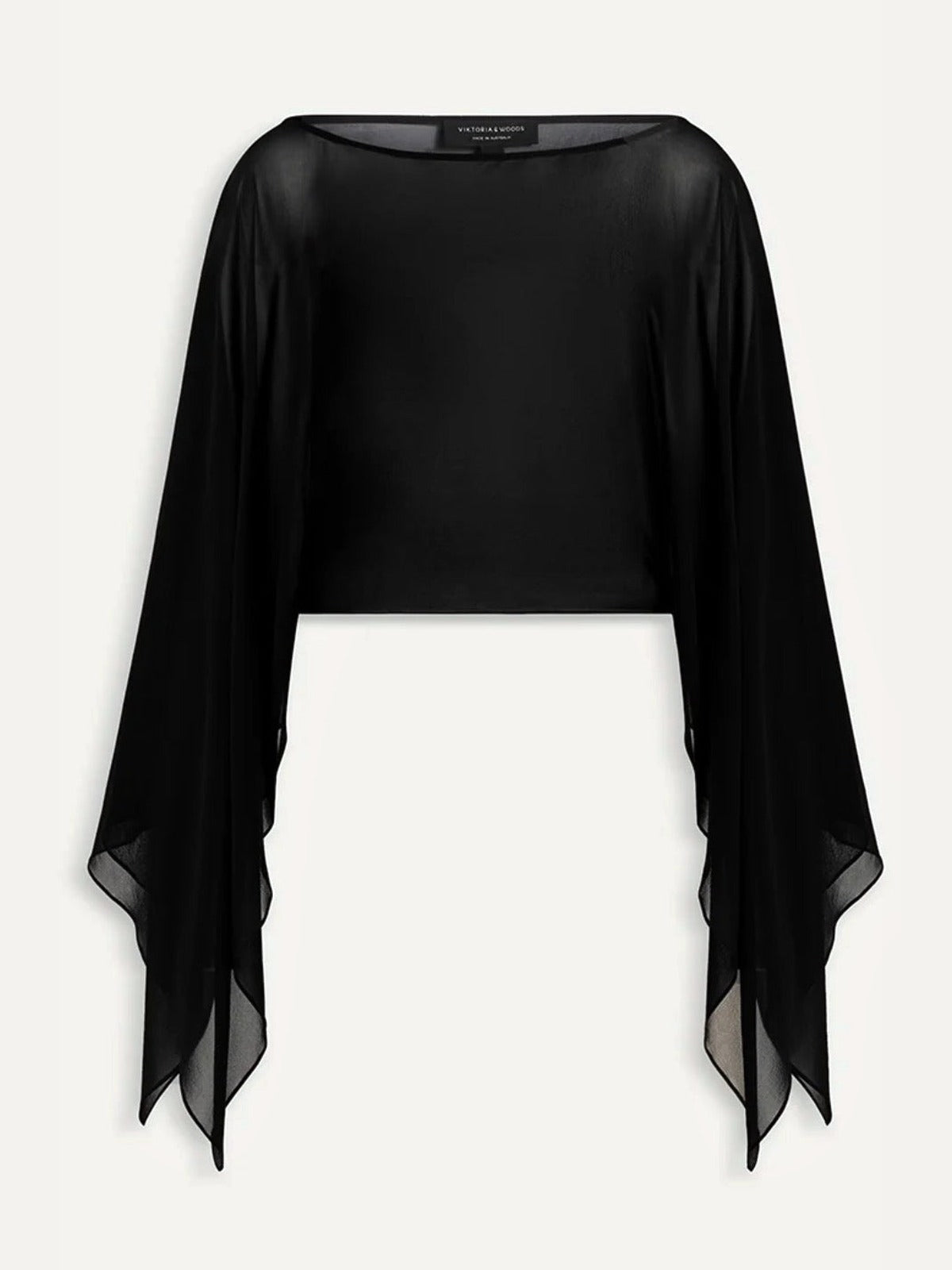 VIKTORIA & WOODS Silk Cape Top in Black