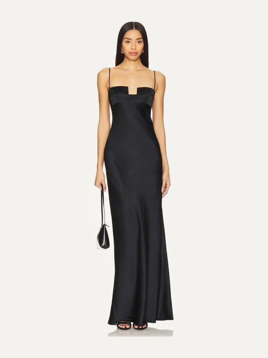 BEVZA Square Neck Bra Dress in Black
