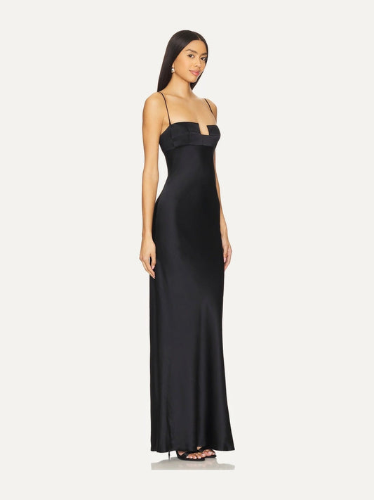 BEVZA Square Neck Bra Dress in Black