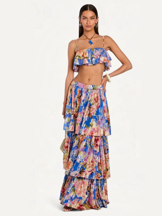 HEMANT & NANDITA Vanya Tiered Skirt