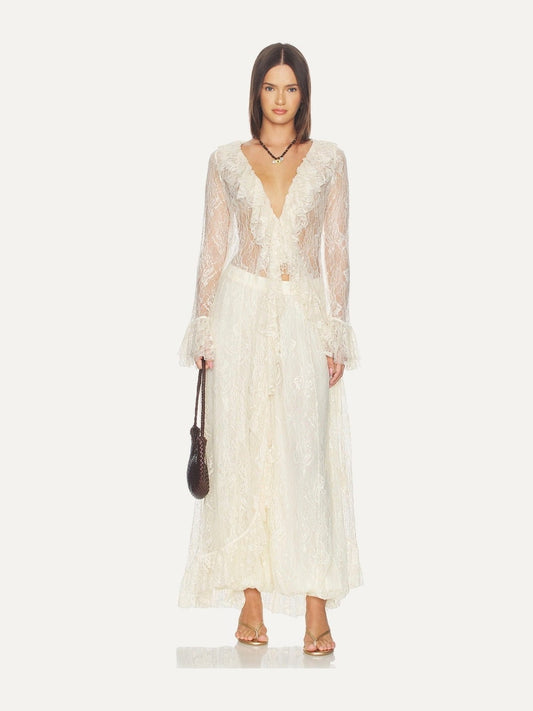 HEMANT & NANDITA Onir Lace Pants in Cream