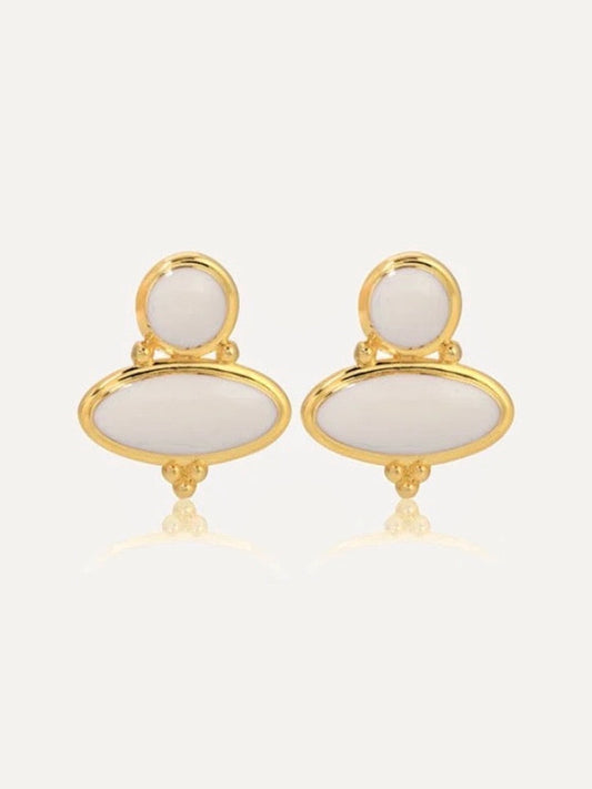 HEAVEN MAYHEM Romy Earrings in White & Gold
