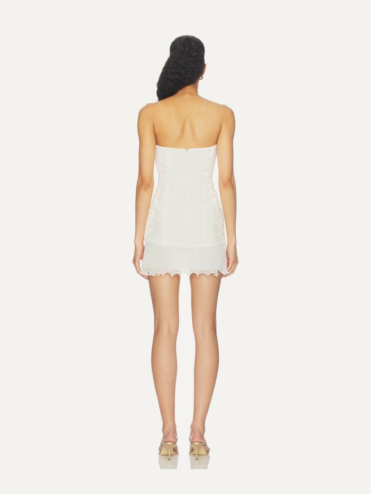 SHONA JOY Federick Pleated Ruffle Mini Dress in Ivory