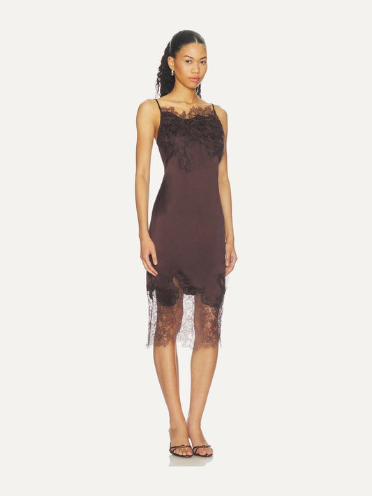 SHONA JOY Lucia Midi Dress in Espresso