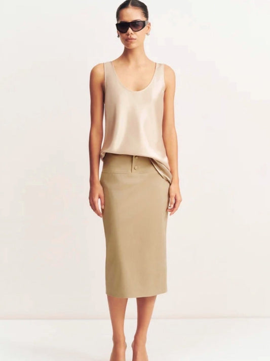 SHONA JOY Earnest Midi Skirt in Sand