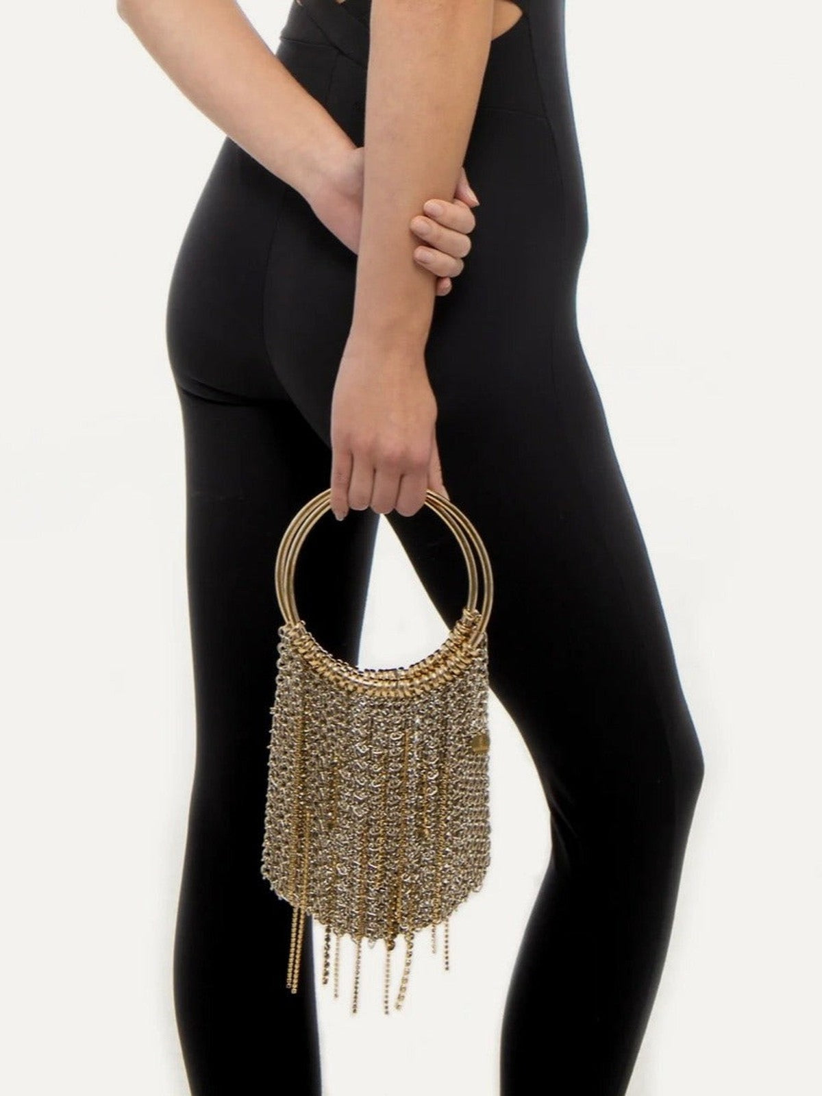 SILVIA GNECHI Le Fluff Bag in Black with Gold