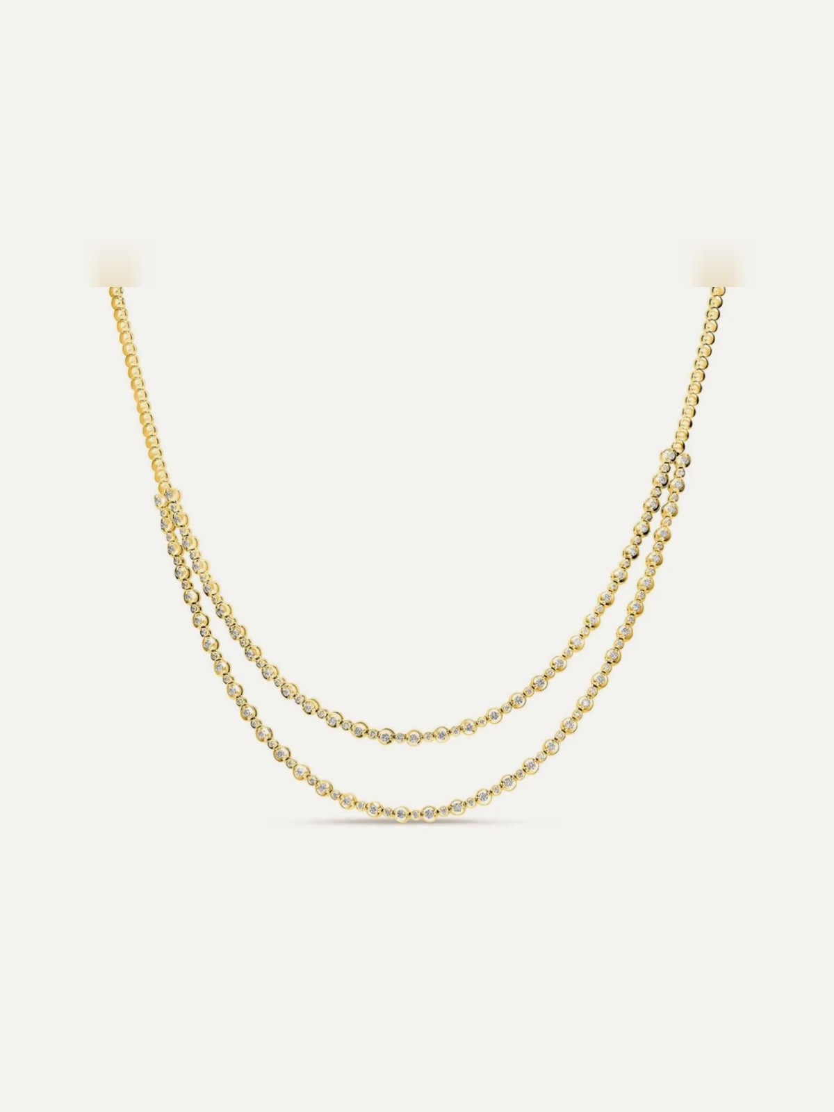 LARK Double Layered Diamond Tennis Necklace in Solid Gold
