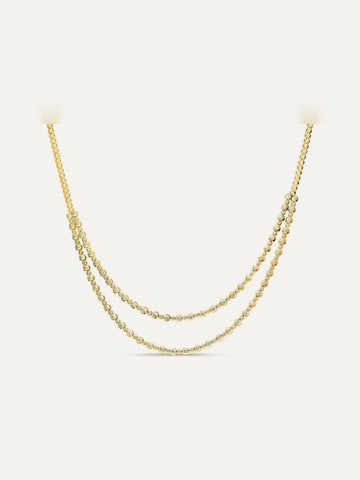 LARK Double Layered Diamond Tennis Necklace in Solid Gold