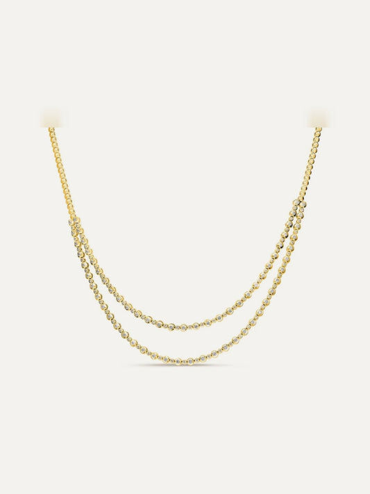 LARK Double Layered Diamond Tennis Necklace in Solid Gold