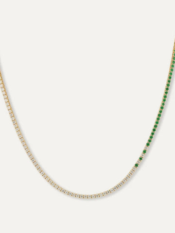 LARK Emerald Cascade Diamond Tennis Necklace in Solid Gold