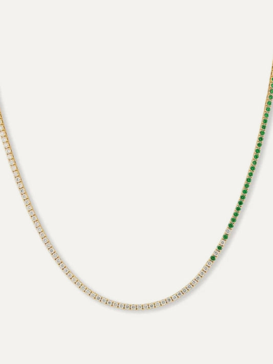 LARK Emerald Cascade Diamond Tennis Necklace in Solid Gold