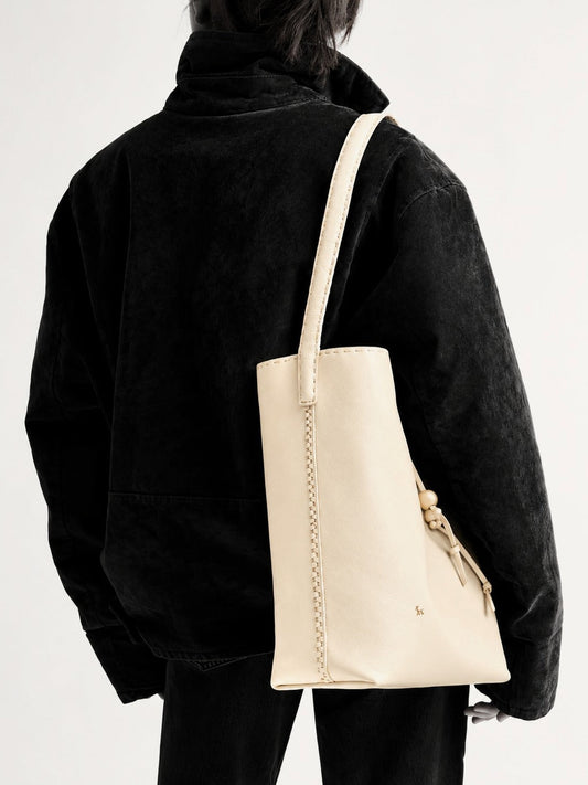 HENRY BEGUELIN Classic Large Leather Tote in Gesso