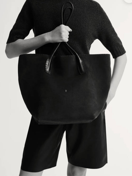 HENRY BEGUELIN Shopper Large Leather Tote in Black