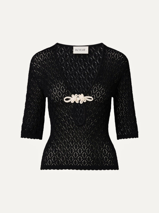 ROAME Delani Knit Top in Odette Pointelle