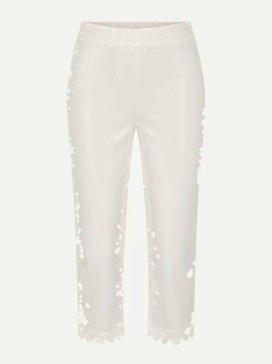 ROAME Alfie Scallop-Hem Capri in Ivory