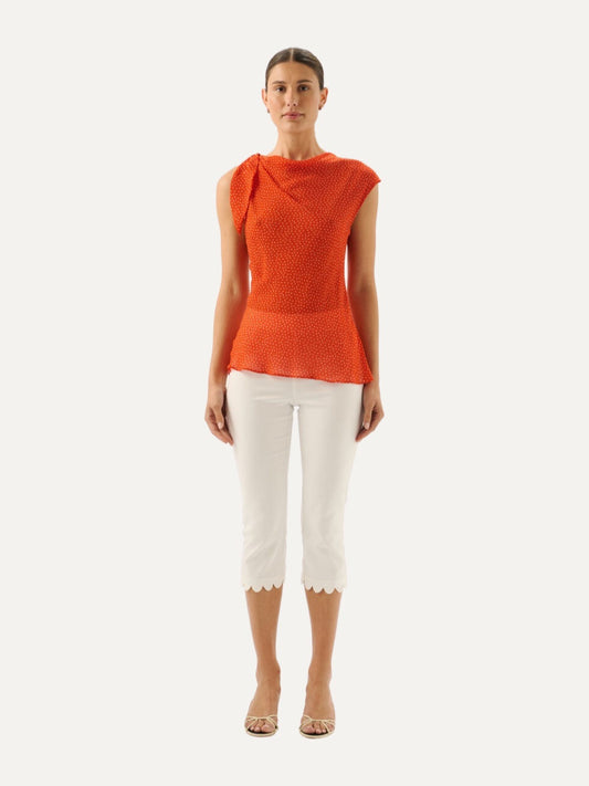 ROAME Alfie Scallop-Hem Capri in Ivory