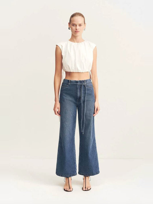 SHONA JOY Boyd Cropped Flared Jean in Vintage Blue