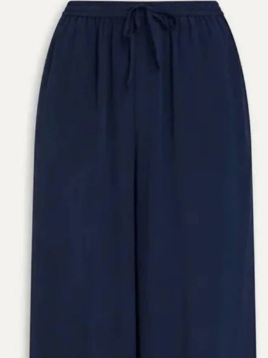 ONIA Silk Wide Leg Drawstring Pant in Deep Navy
