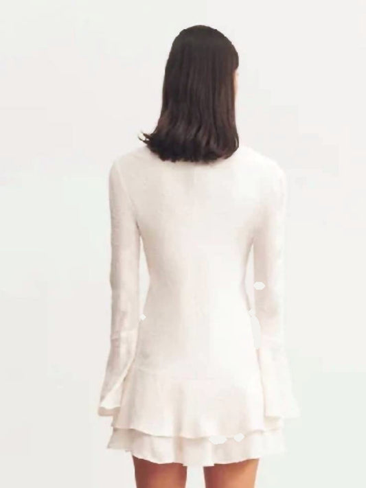 SHONA JOY Bowery Long Sleeve Ruffle Mini Dress in Milk