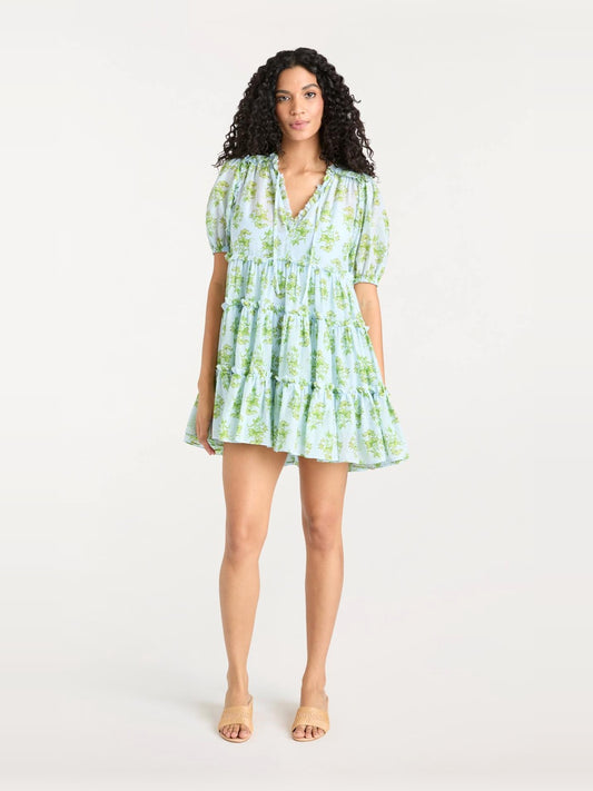 CINQ A SEPT Papyrus Floral Madara Dress in Whispering Sky Multi