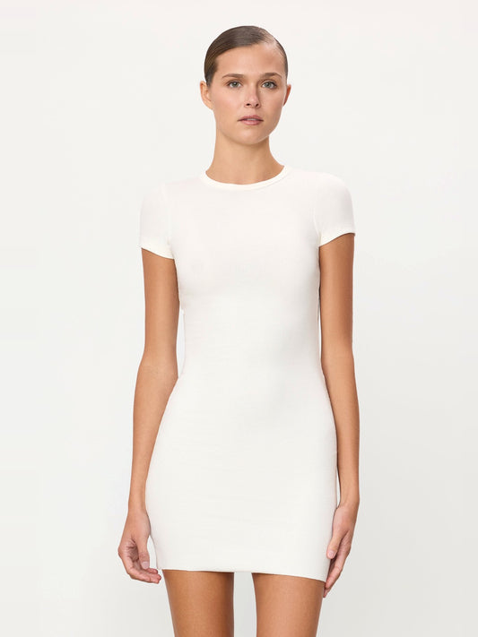ETERNE Cap Sleeve Mini Dress in Cream