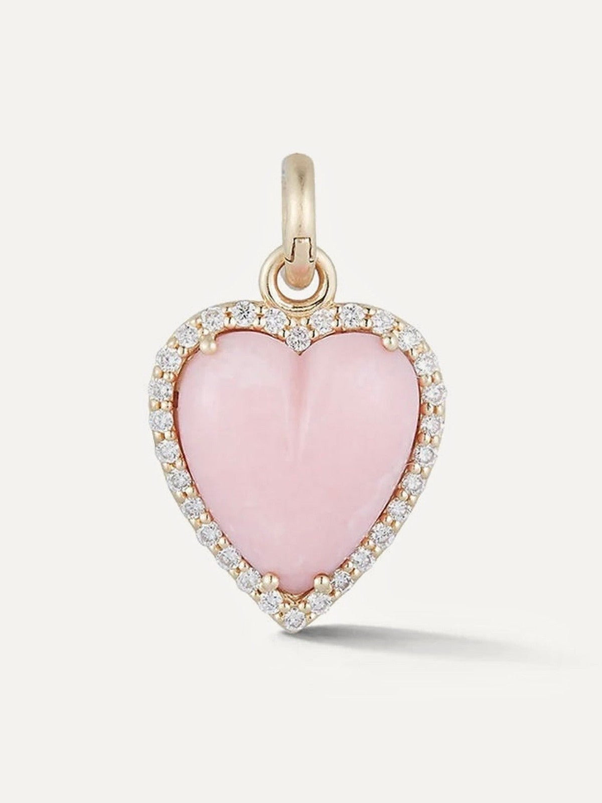 14K Gold Diamond & Pink Opal Alana Heart Charm