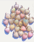 14K Gold Diamond & Pink Opal Alana Heart Charm