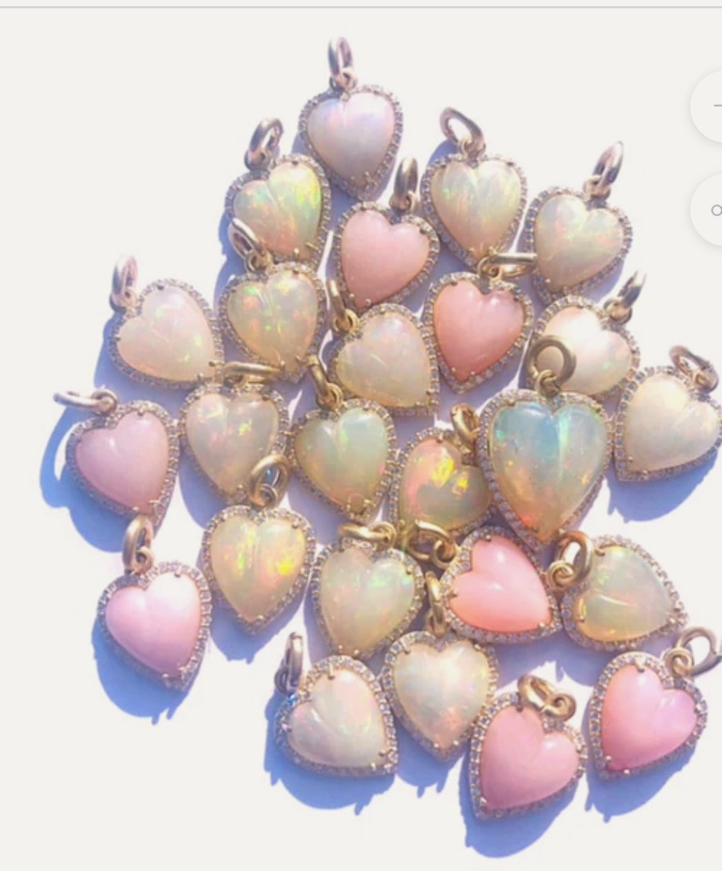 14K Gold Diamond & Pink Opal Alana Heart Charm