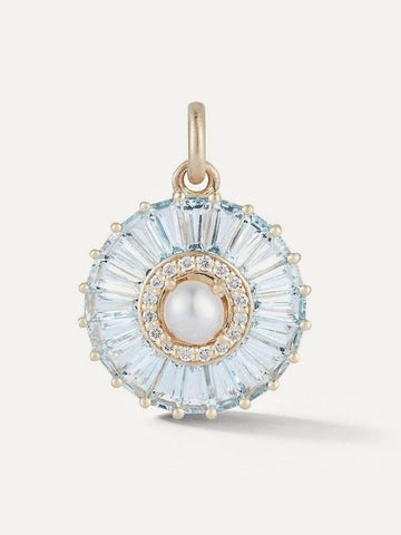 14K Gold Aquamarine Diamond & Pearl Emily Charm
