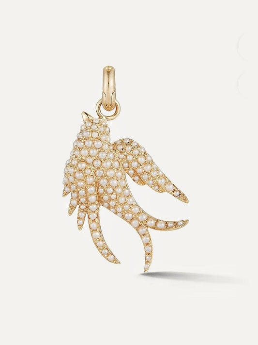 14K Gold & Pearl Birdie Charm