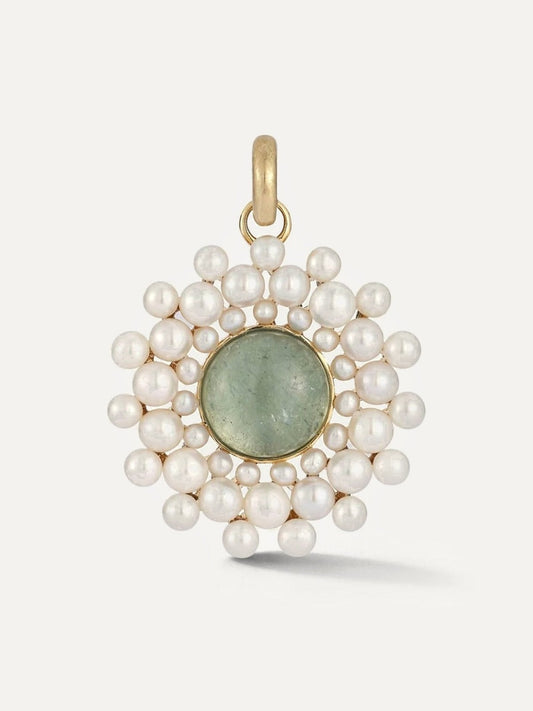 14K Gold, Aquamarine & Pearl Cluster Juliet Charm