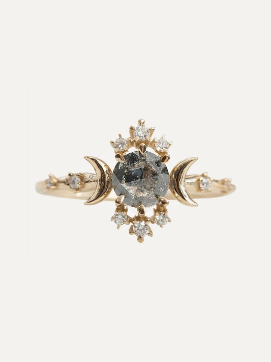 Salt & Pepper Diamond Wandering Star Ring