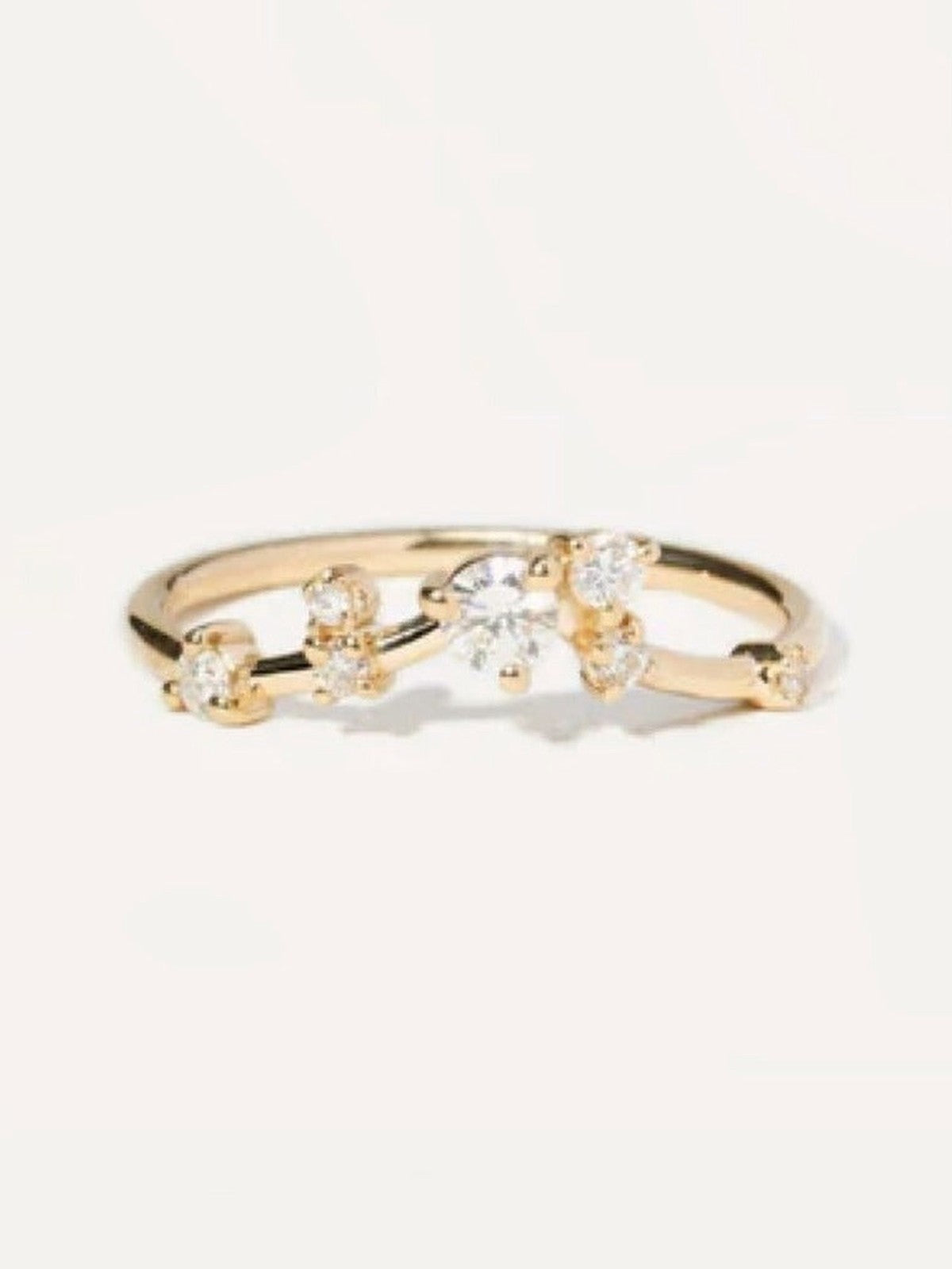 Organic Triangle Brilliant Cut Diamond Ring
